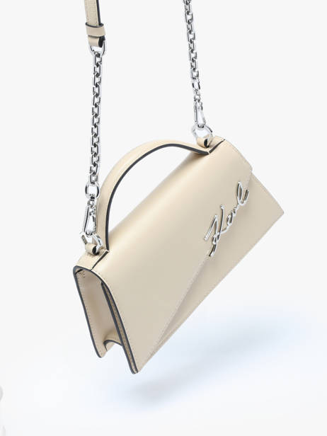 Cross Body Tas K Signature Leder Karl lagerfeld Beige k signature A1W30458 ander zicht 2